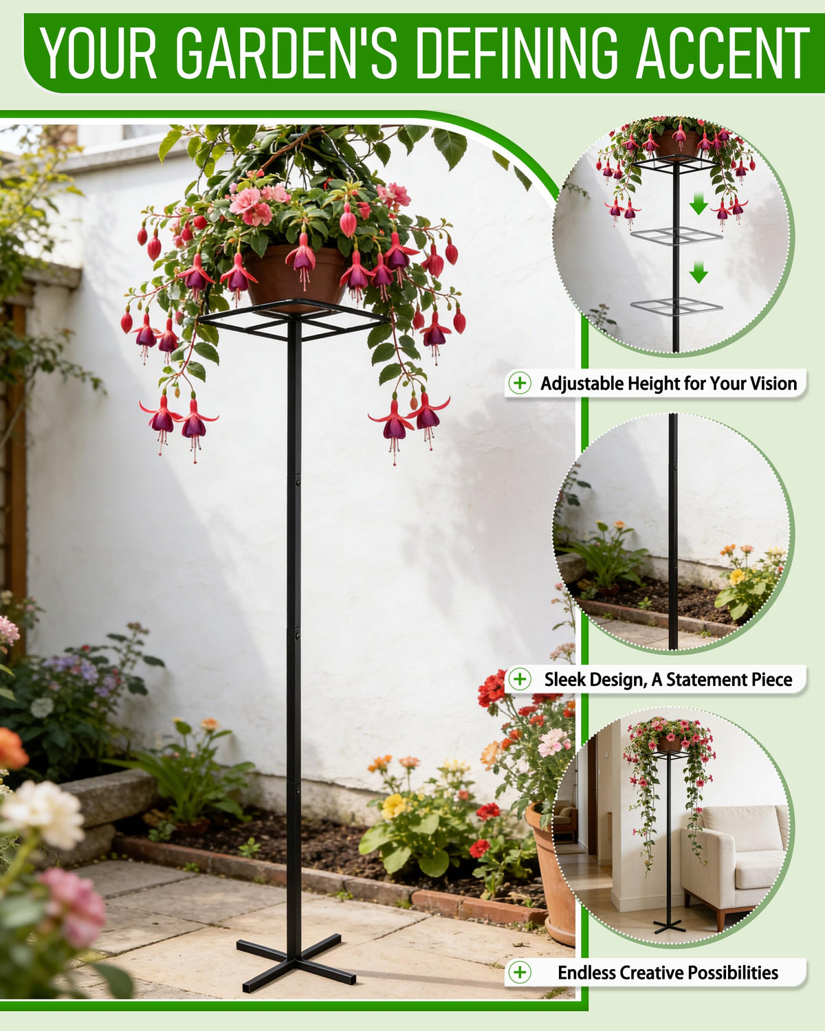 ATLIKE easy tool-free height adjustment supports plants at different growth stages.