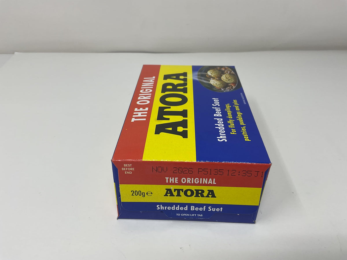 Atora Shredded Beef Suet 200g 2-pack front shot emphasizes value and convenience for cooking