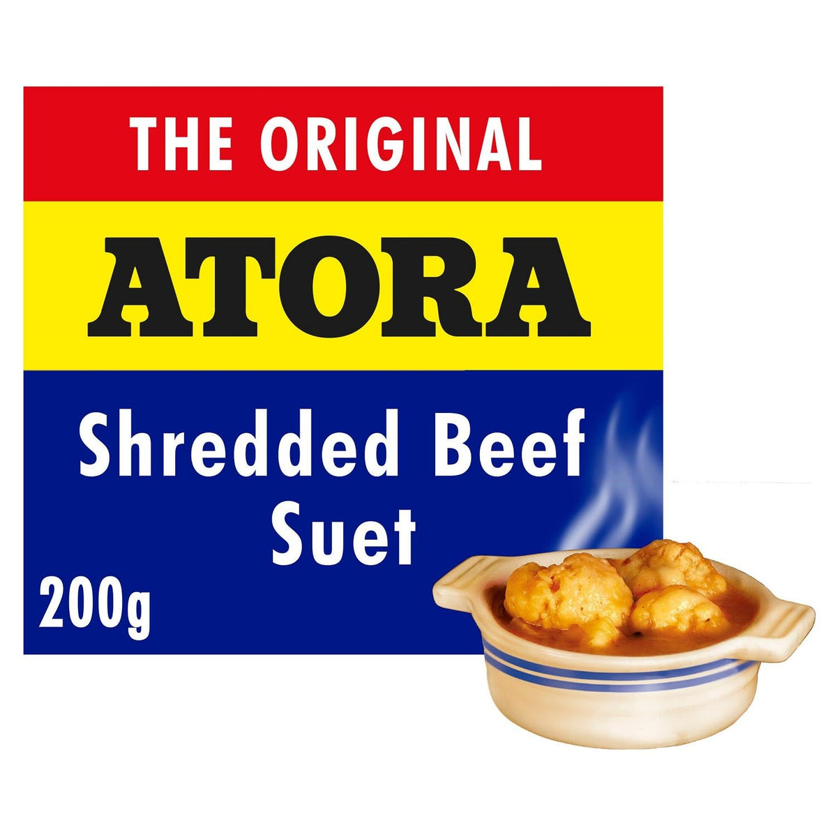 Atora Shredded Beef Suet packaging shows reliable, ready-to-use fat for pastry