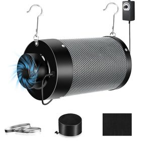 ATOUR 4-inch carbon filter front view highlighting odor control for grow tents.