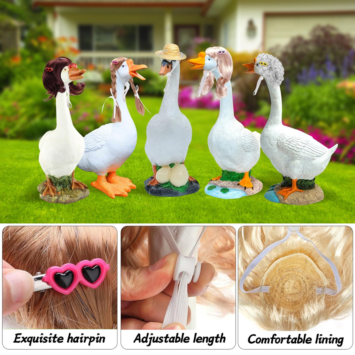ATOWORLD goose wigs curly hair deliver lifelike porch styling.