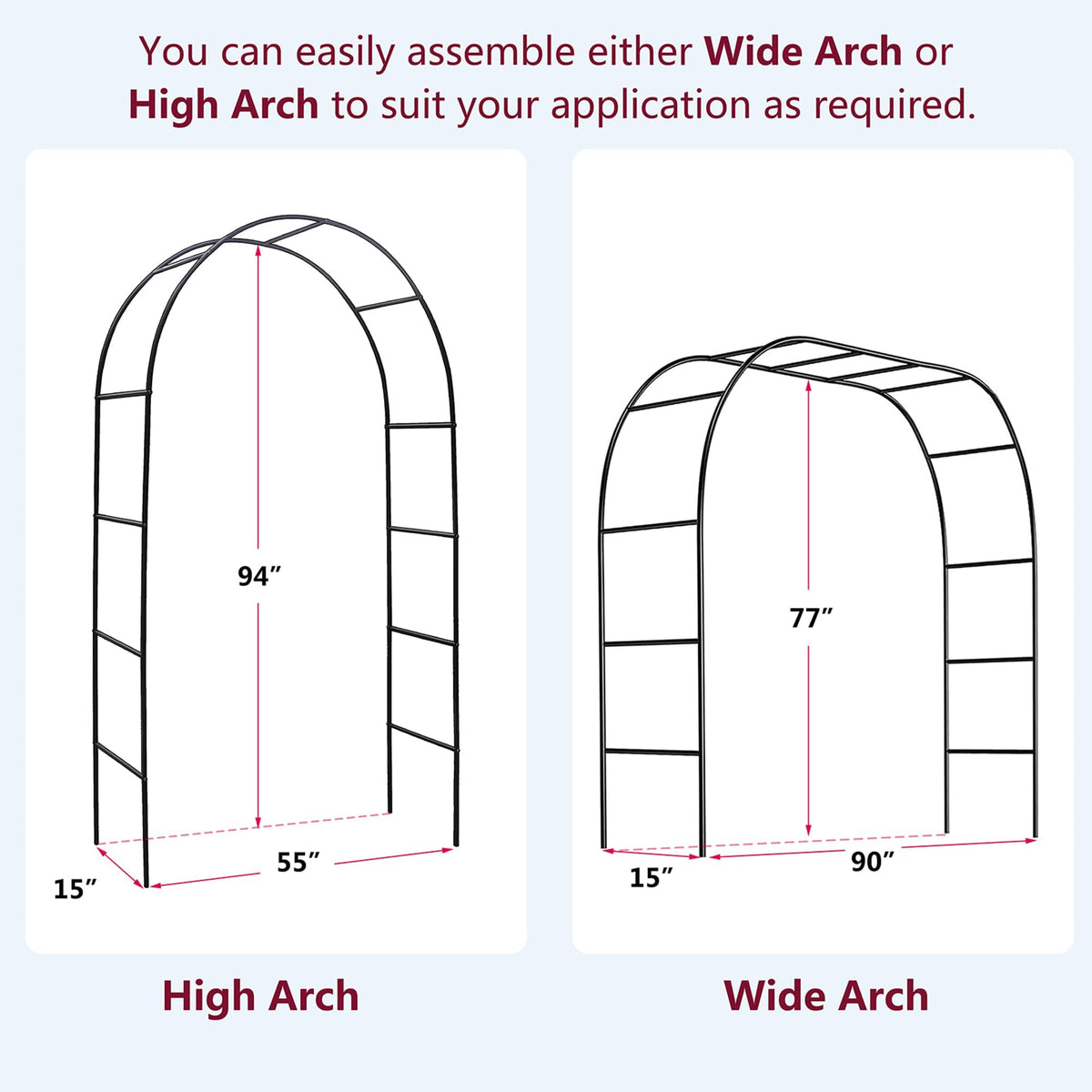 ATR ART TO REAL Garden Arch steel tubing close-up shows durable construction and smooth coating.