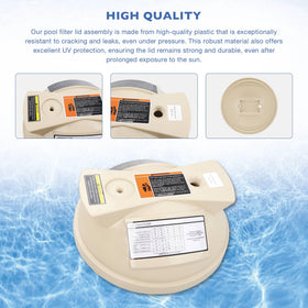 ATRACYPART lid installed on a pool filter housing during maintenance
