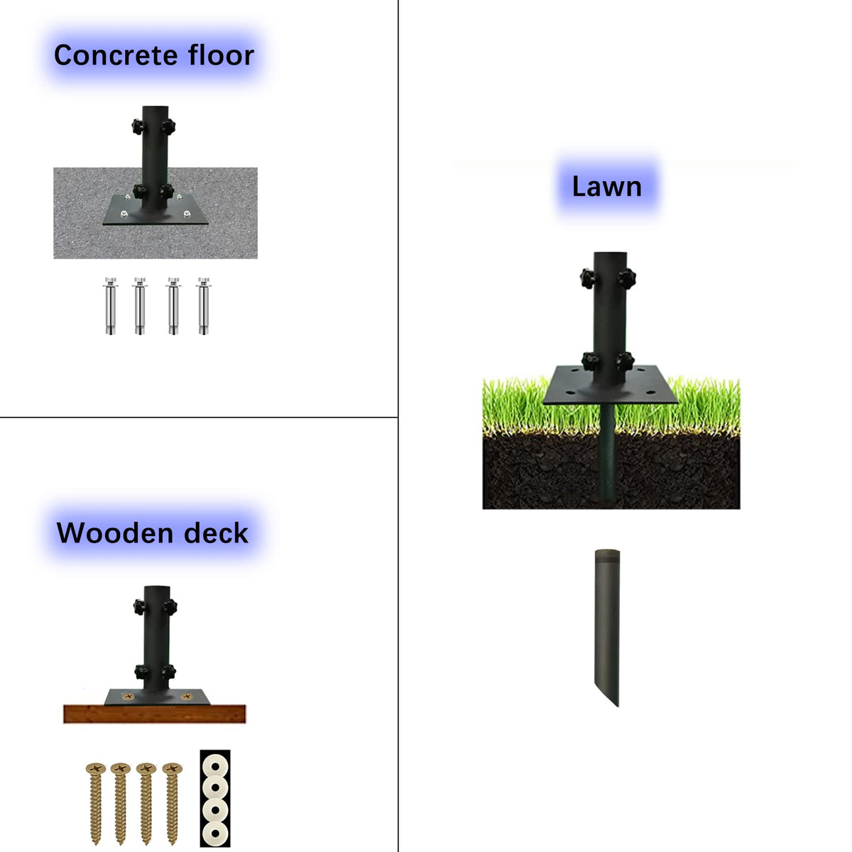 Atsasaye deck-mount base with mounting hardware for easy installation