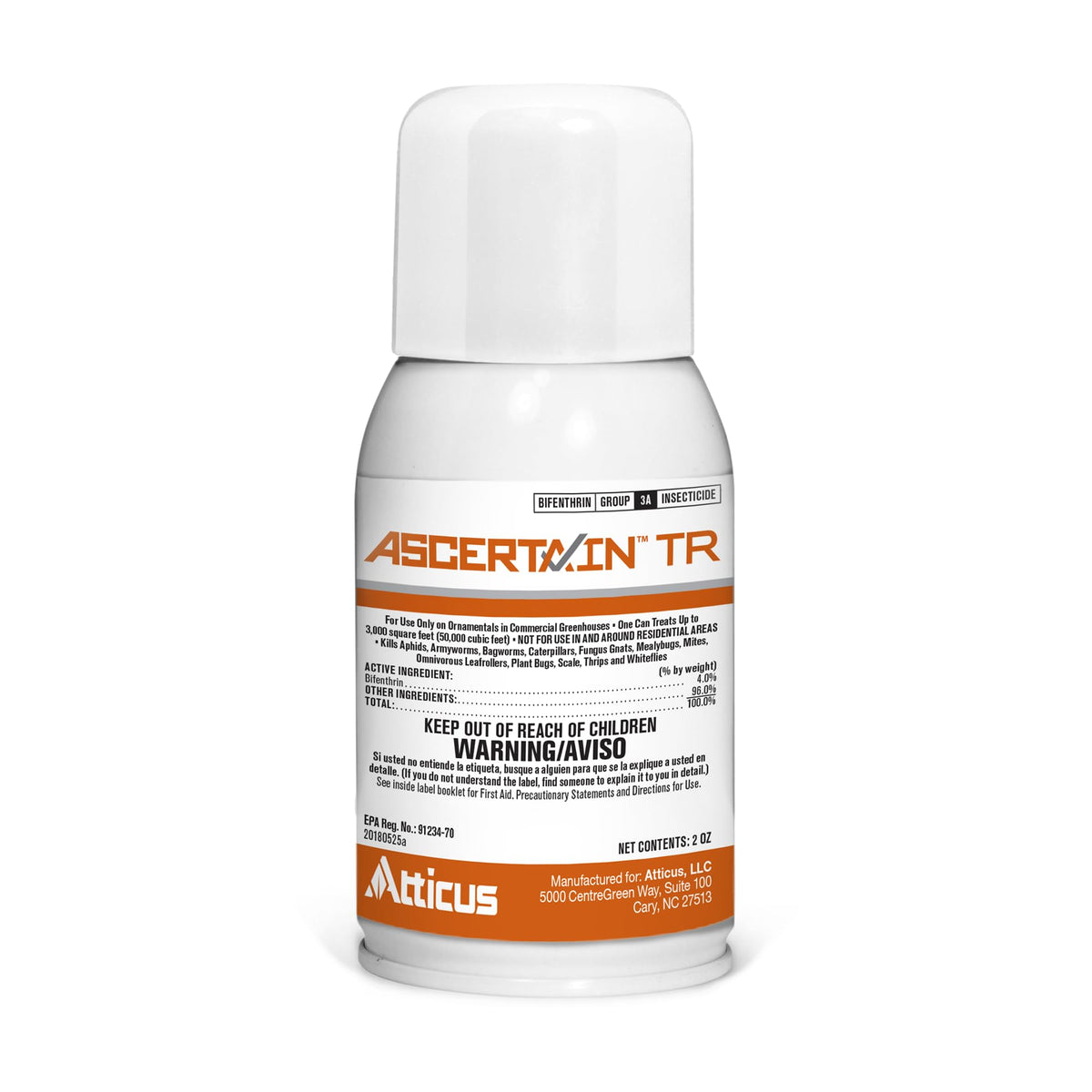 Atticus Ascertain TR fogger can for greenhouse use and total release coverage