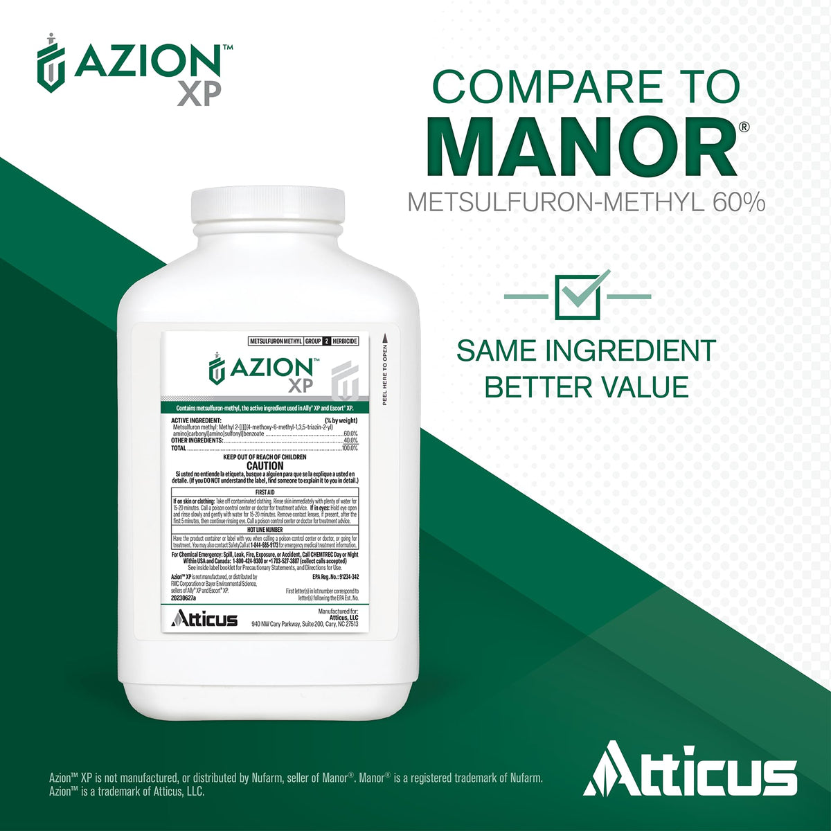 Atticus Azion XP spray demonstrates post-emergence weed control on turf.