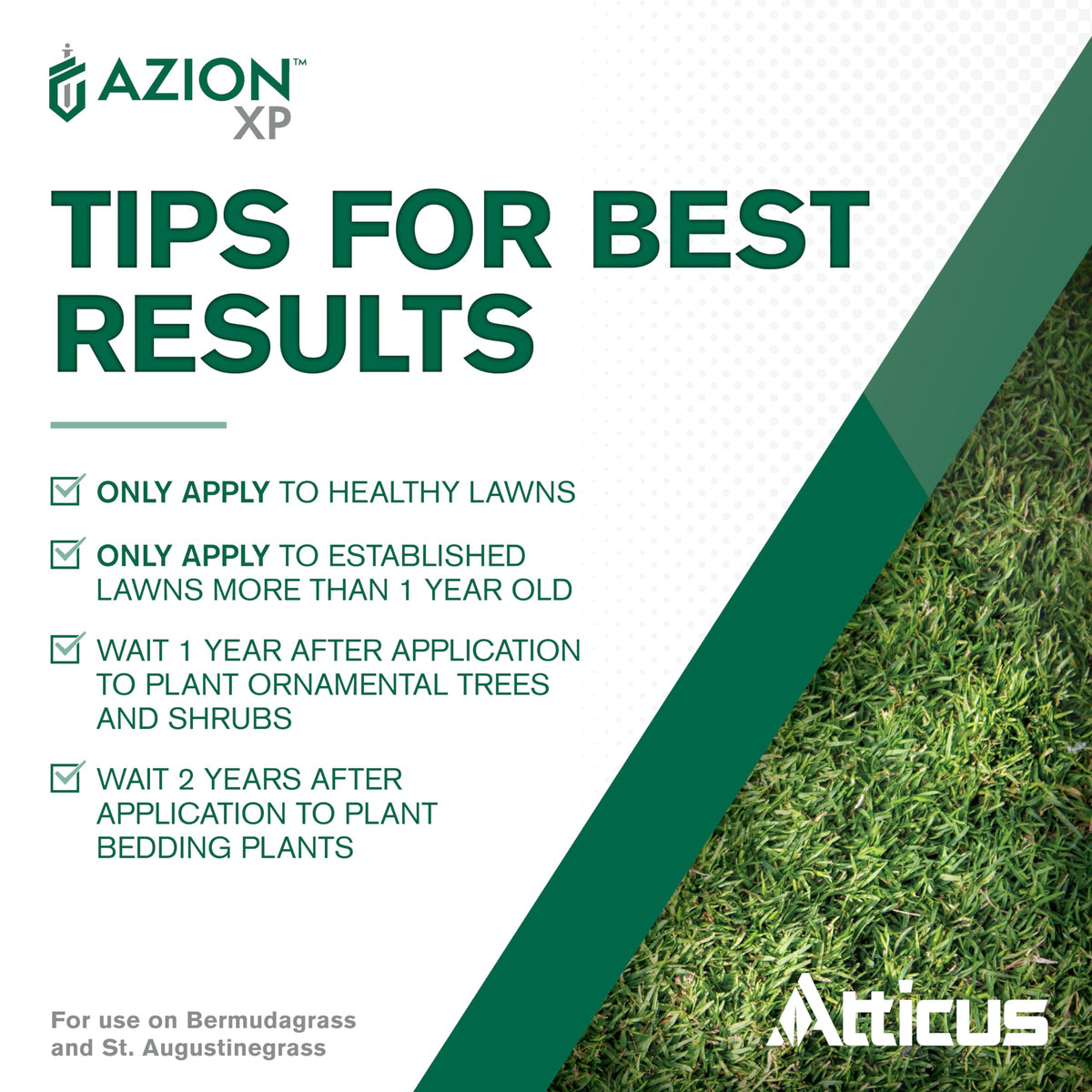 Atticus Azion XP supports St. Augustine turf while suppressing weeds.