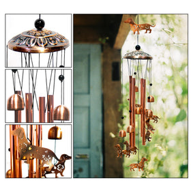 AttoShow antique bronze dachshund wind chime highlights sculptural detail and charm.