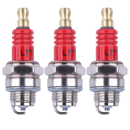 Atunee L7T spark plug close-up showing durable alloy construction for reliable starts