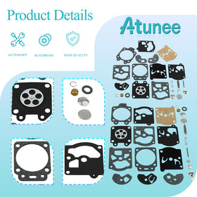 Atunee replacement diaphragms and gaskets laid out for precise fit.