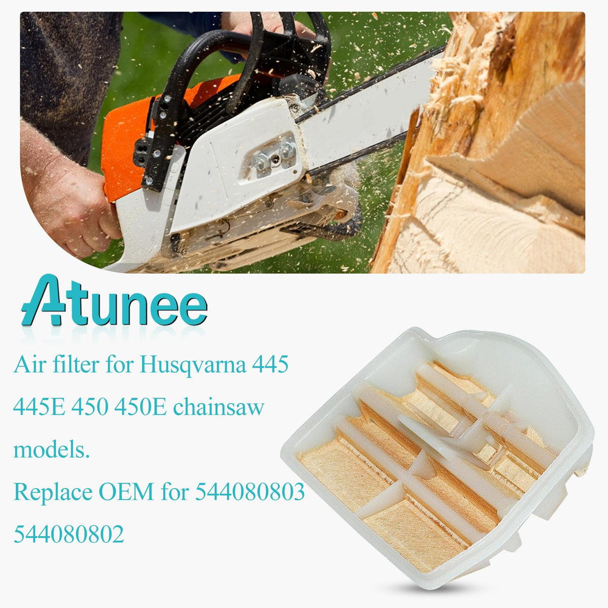 Atunee compatibility focus image showing Husqvarna CS series fit.