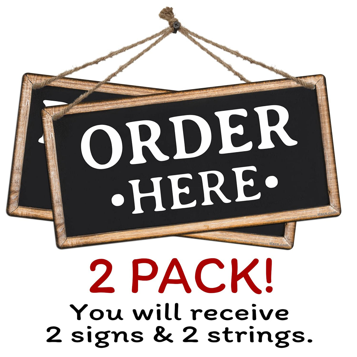 ATX Custom Signs Pick Up Here sign in wood-look design enhances pickup flow.
