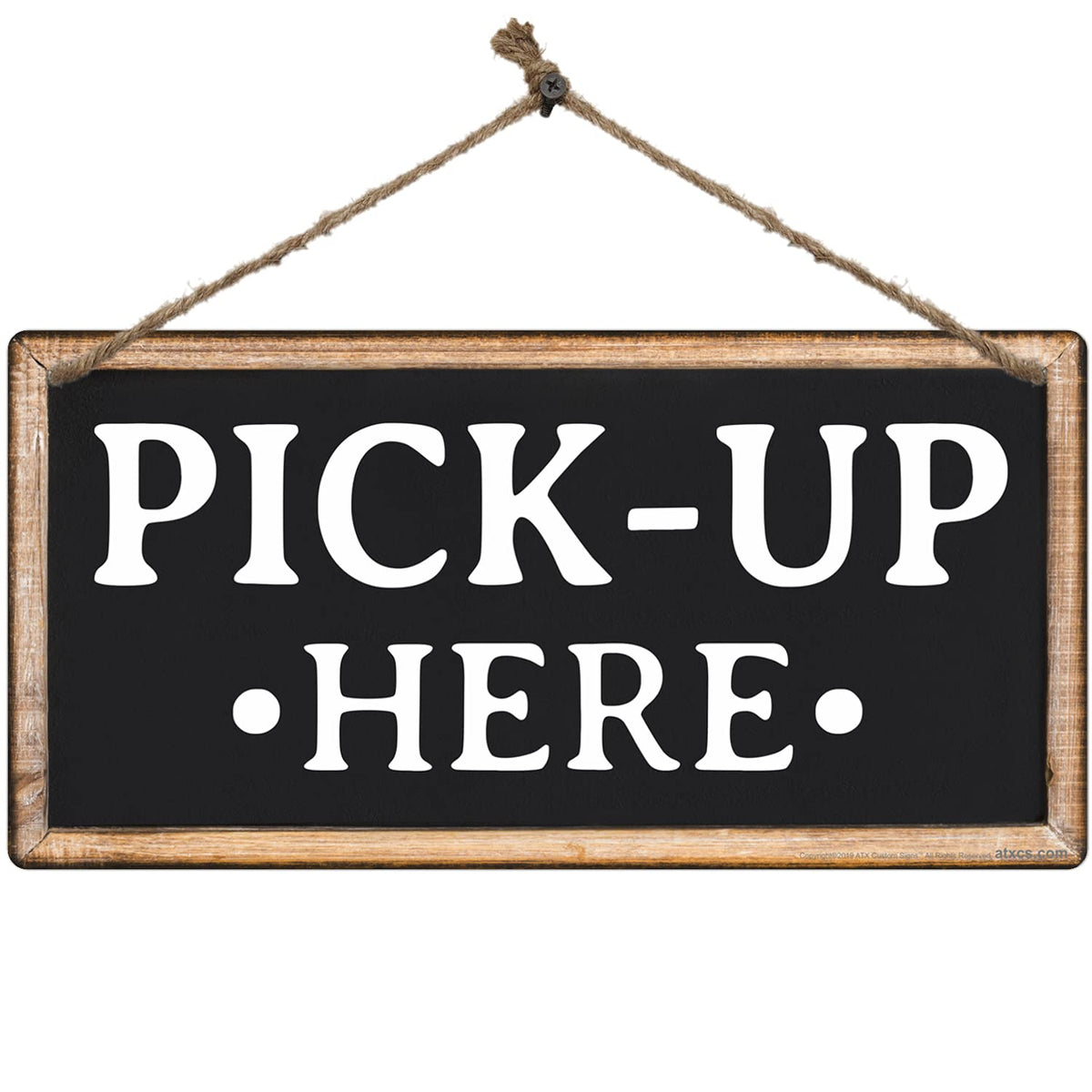 Sign-hanging with jute rope offers quick, tool-free installation.