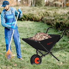 AuFox collapsible wheelbarrow assembly guide for quick setup in minutes.