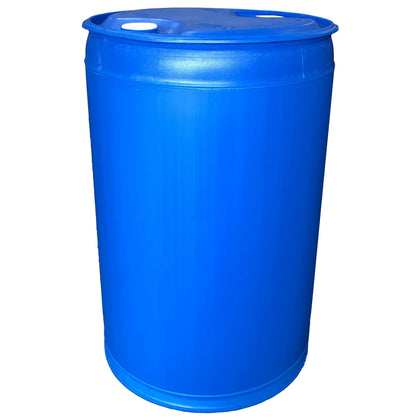 Augason Farms 55-gallon water storage barrel with dual ports for easy filling and draining.