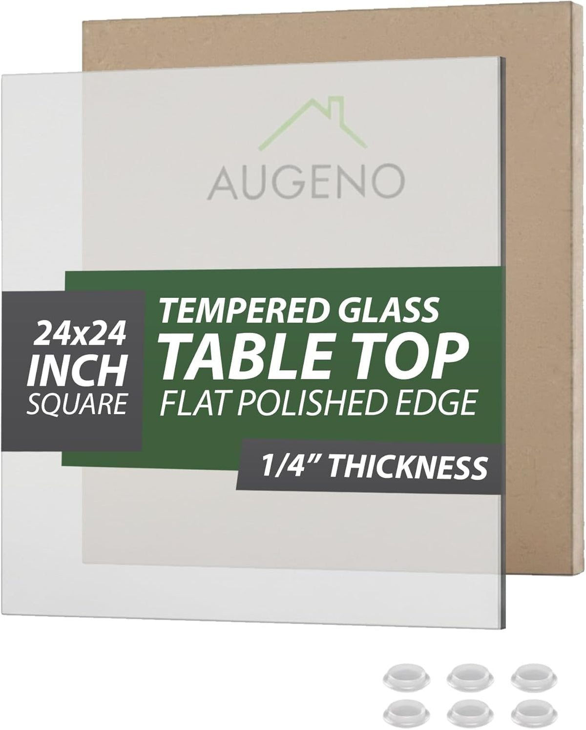 Augeno 24in square tempered glass top with smooth edge for dining tables
