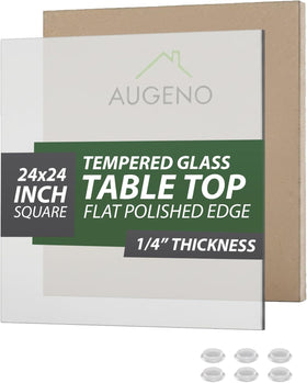 Augeno 24in square tempered glass top with smooth edge for dining tables