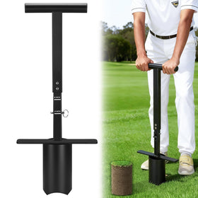 AugFir golf hole cutter creating a precise 4-inch cup with clean edges.