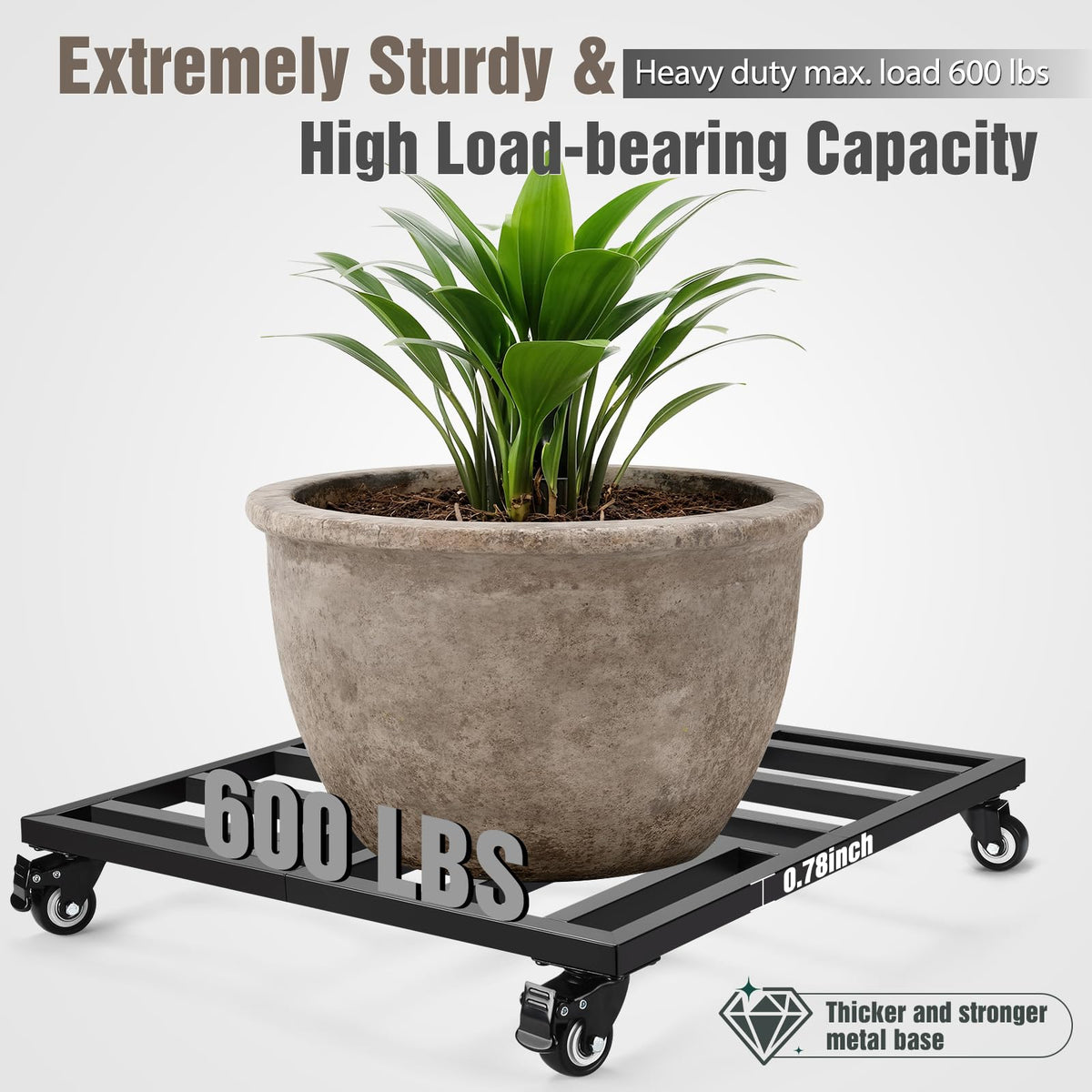 AugFir heavy-duty metal frame supports up to 600 lbs for outdoor planters