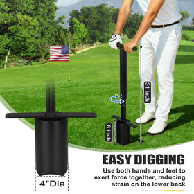 AugFir hole digger shows depth markings for uniform hole depth.