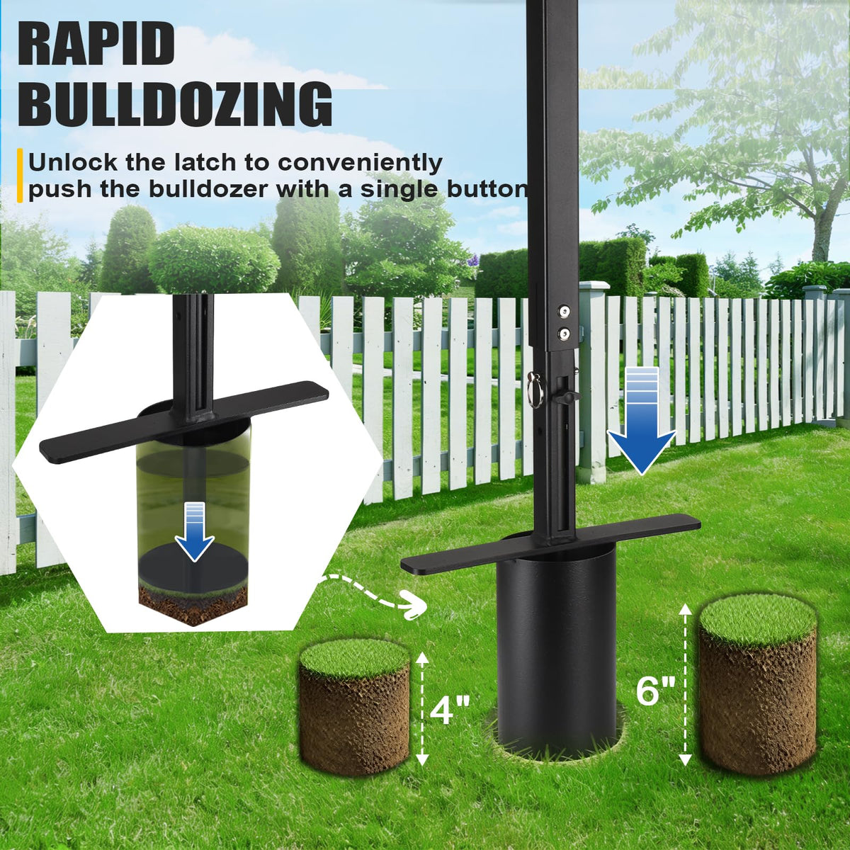 AugFir hole digger ergonomic handle reduces effort during digging.