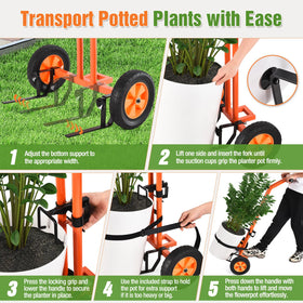 AugFir plant dolly 8-inch tires roll smoothly over stairs and slopes
