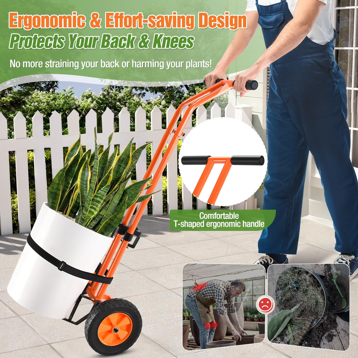 AugFir plant dolly suction cups provide stable transport for heavy planters