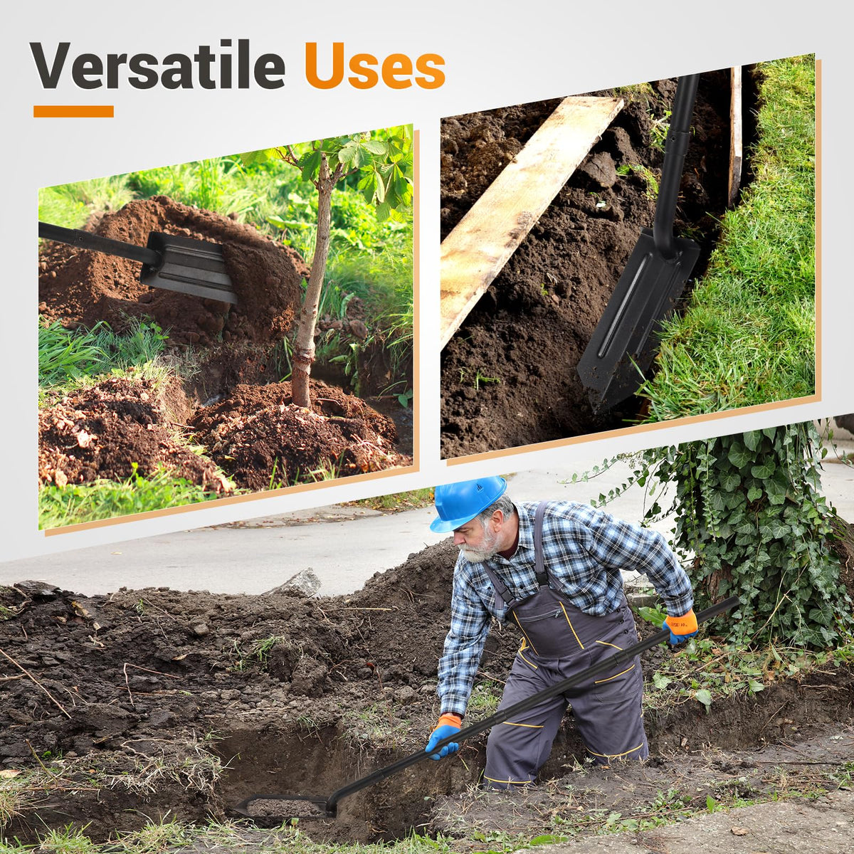 AugFir trench shovel ready for multi-functional use across gardening and construction