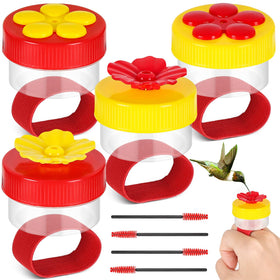 AUGHOA hummingbird handheld feeder set in red and yellow attracts backyard visitors