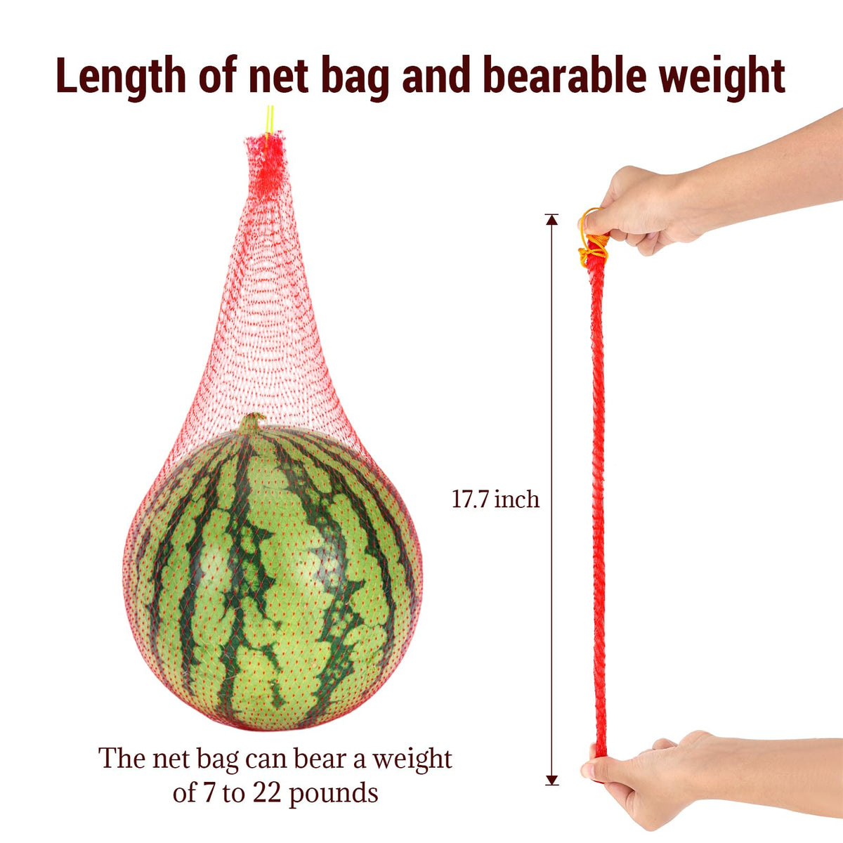 AUGHOA Melon Hammock 17-7-Inch suspends fruit to improve airflow and freshness.