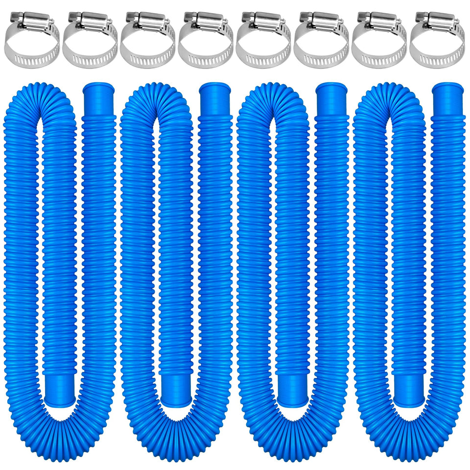 Augisteen 4-pack pool hoses 1.25x59 inches for quick above-ground pool replacements.