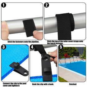 Augisteen touch fasteners simplify securing straps to the pool cover and reel