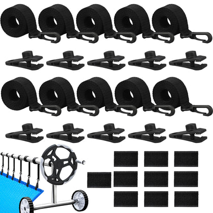 Augisteen pool solar cover reel attachment straps ready for secure connection to the reel