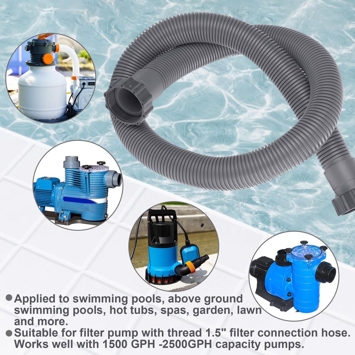 Augisteen includes two hoses for quick pool repairs