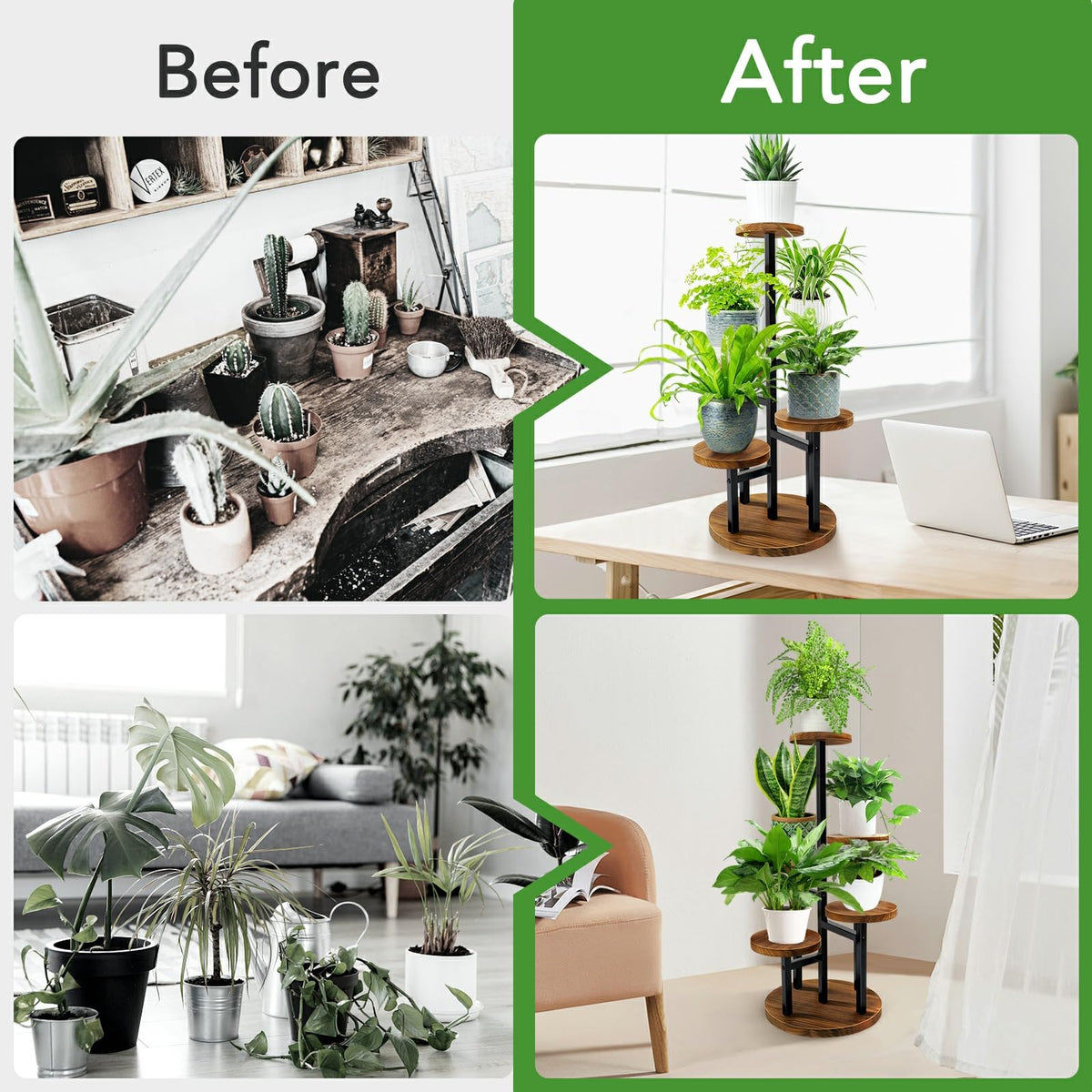 Augosta plant stand in living room enhancing decor and space