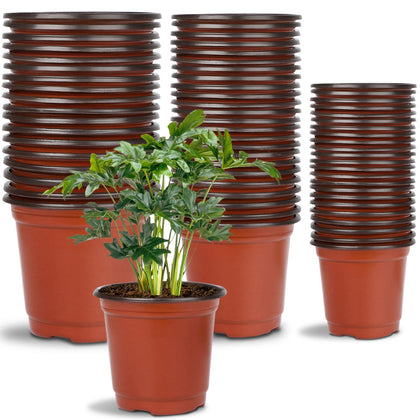 Augshy 4-inch plastic nursery pot for seed starting and transplanting.