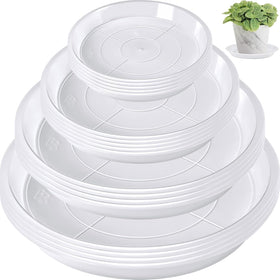 Augshy 18-piece clear plant saucer set protects pots and surfaces while keeping drainage tidy.