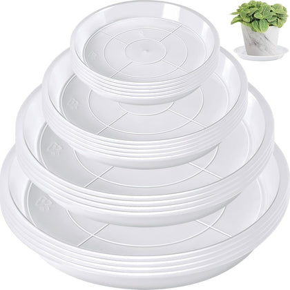 Augshy 18-piece clear plant saucer set protects pots and surfaces while keeping drainage tidy.