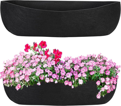 Augshy 36-inch window box liner in use, providing durability and water retention for lush plants.