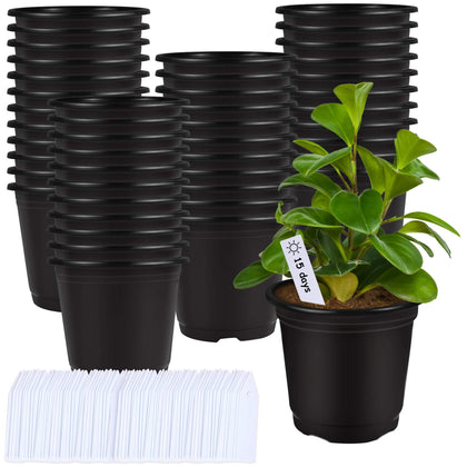 Augshy 6-inch black plastic seed starting pots set for easy gardening