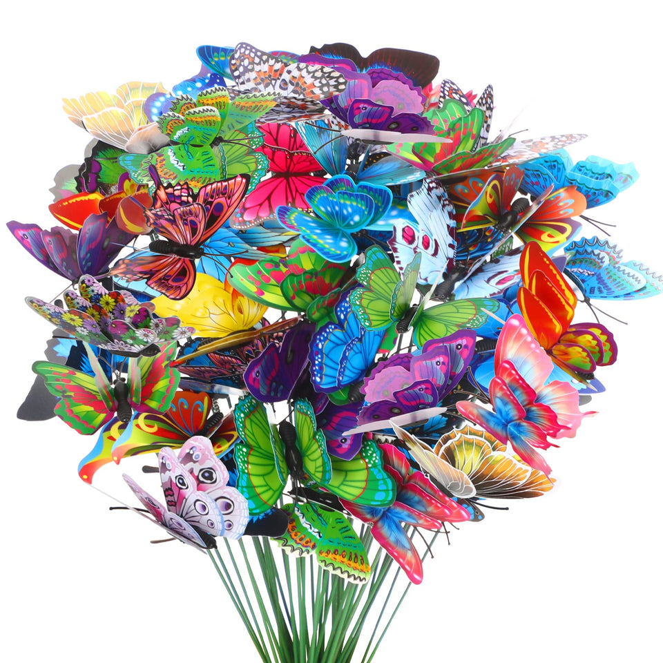 Augshy butterfly garden stake close-up adds color to outdoor beds