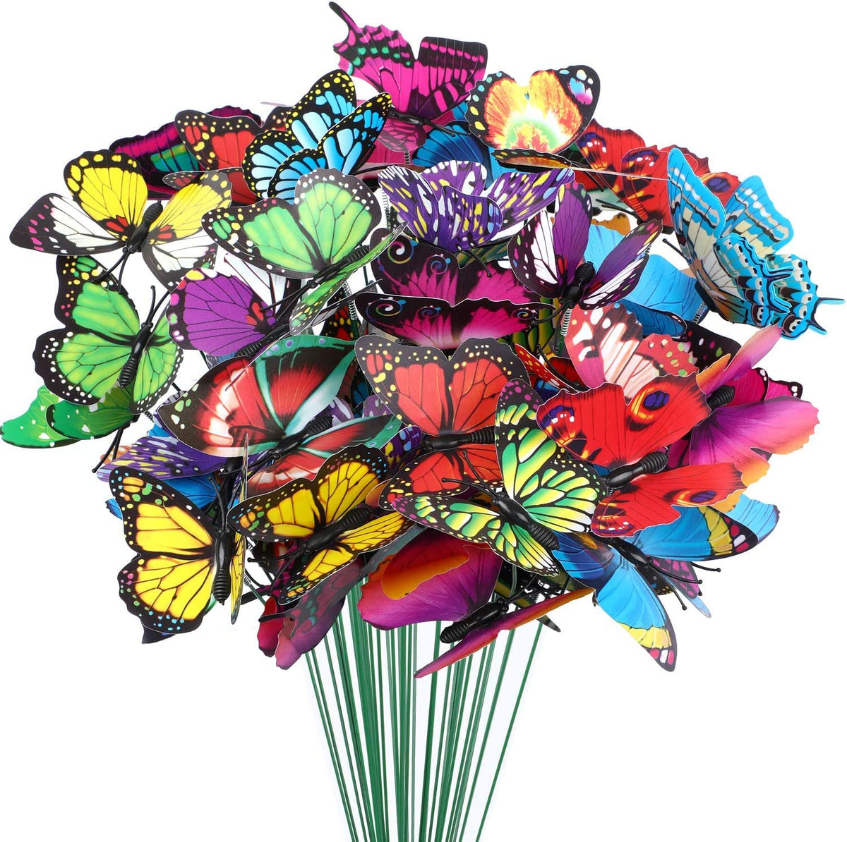 Augshy butterfly stake with bright colors enhances garden borders year-round.