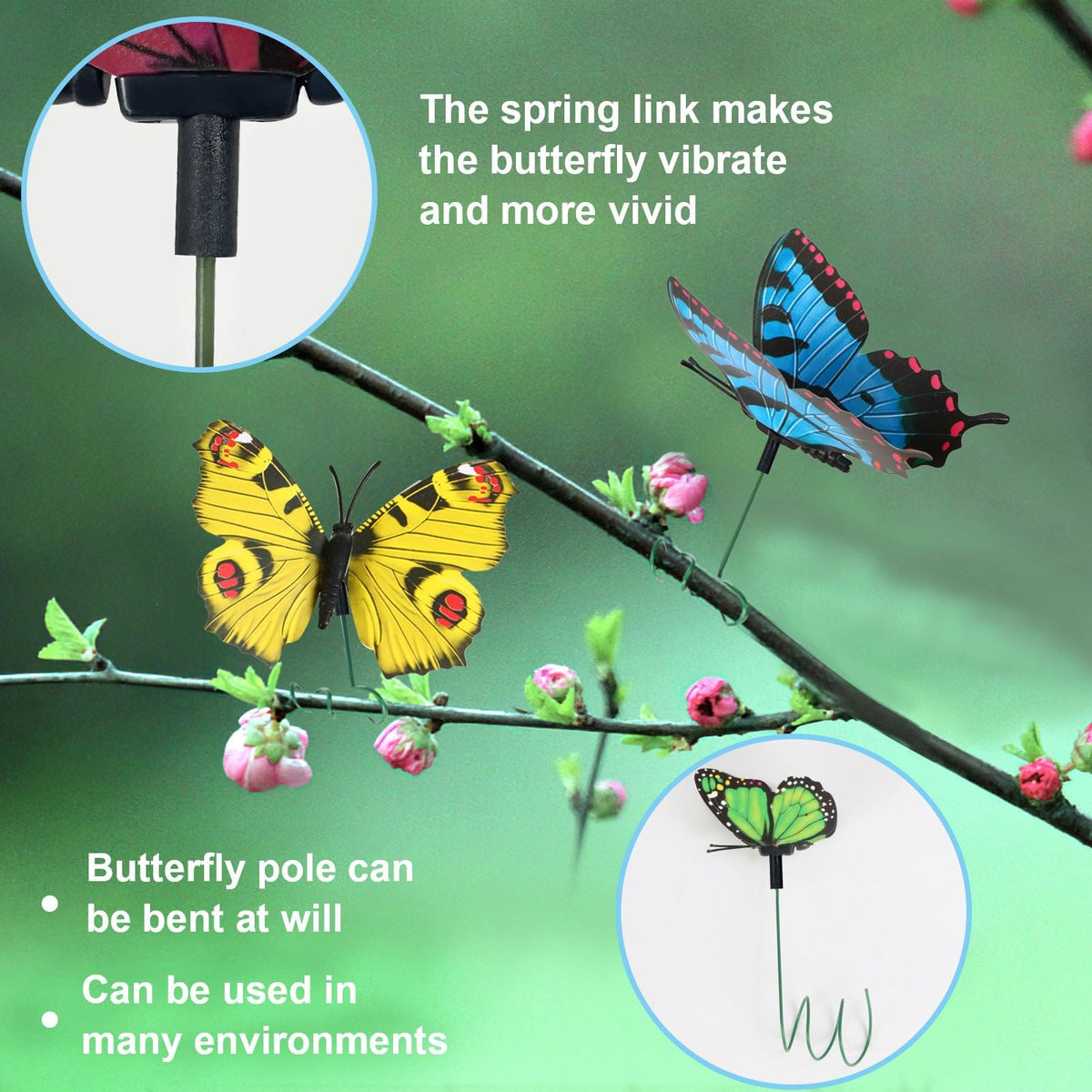 Augshy butterfly stake on a garden display brightens flower beds and walkways.