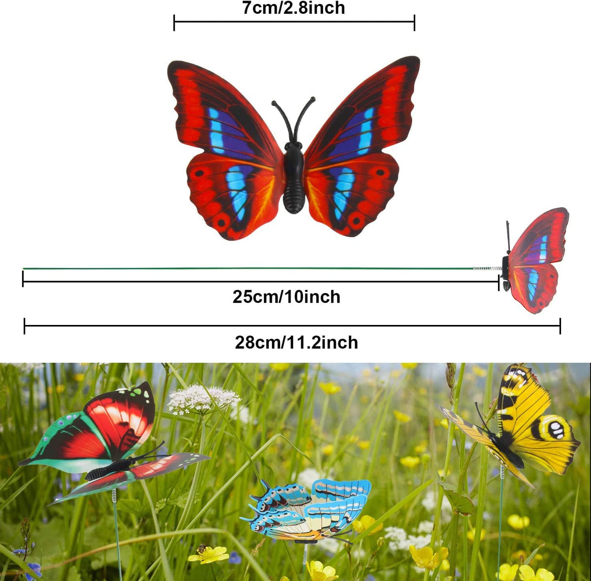 Augshy butterfly stake swinging in the breeze adds kinetic charm to outdoor spaces.