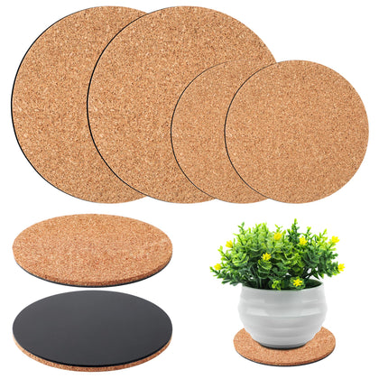 Augshy cork plant mats 4in top view protect surfaces from moisture and scratches.