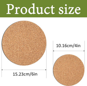 Augshy cork plant mats 6in top view protect surfaces and space.
