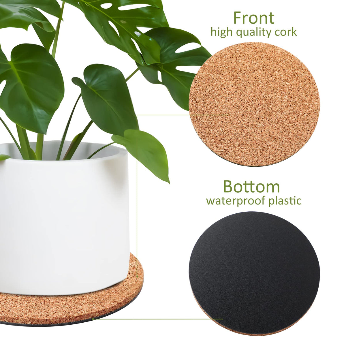 Augshy cork plant saucer in 8-inch size offers sturdy support and moisture shield.