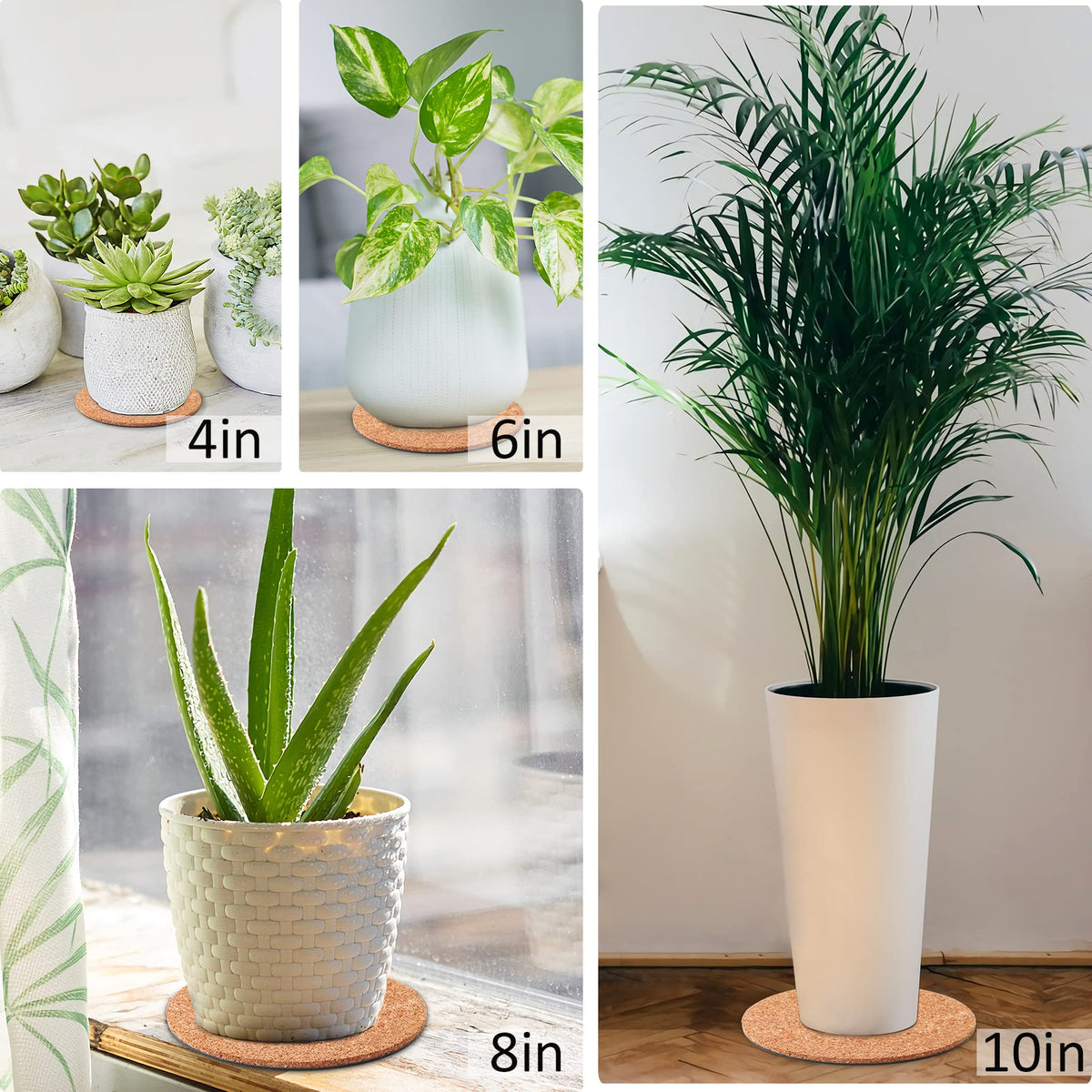 Augshy cork plant saucer features a waterproof back layer to protect surfaces.