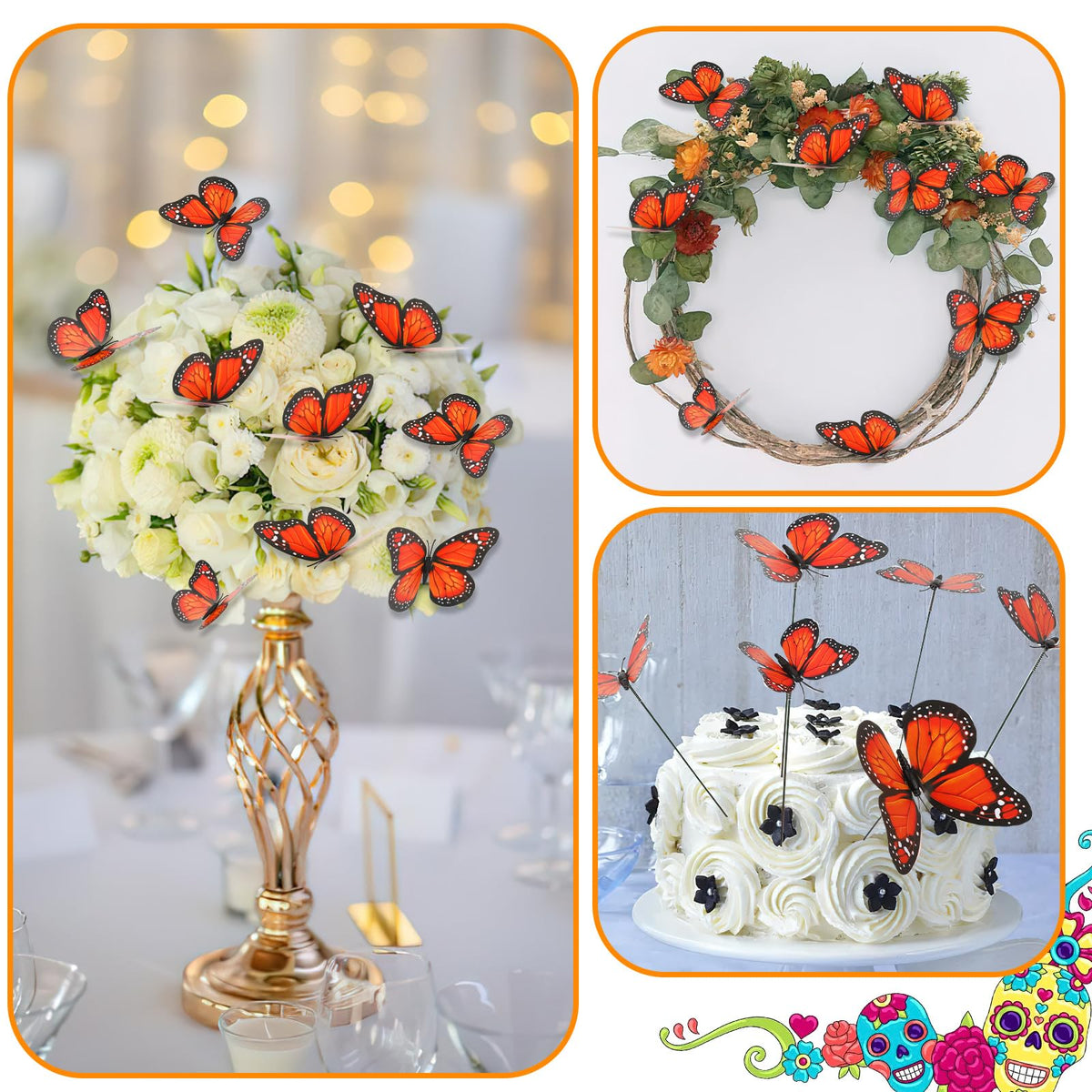 Augshy monarch butterfly stakes boost Dia de los Muertos decor