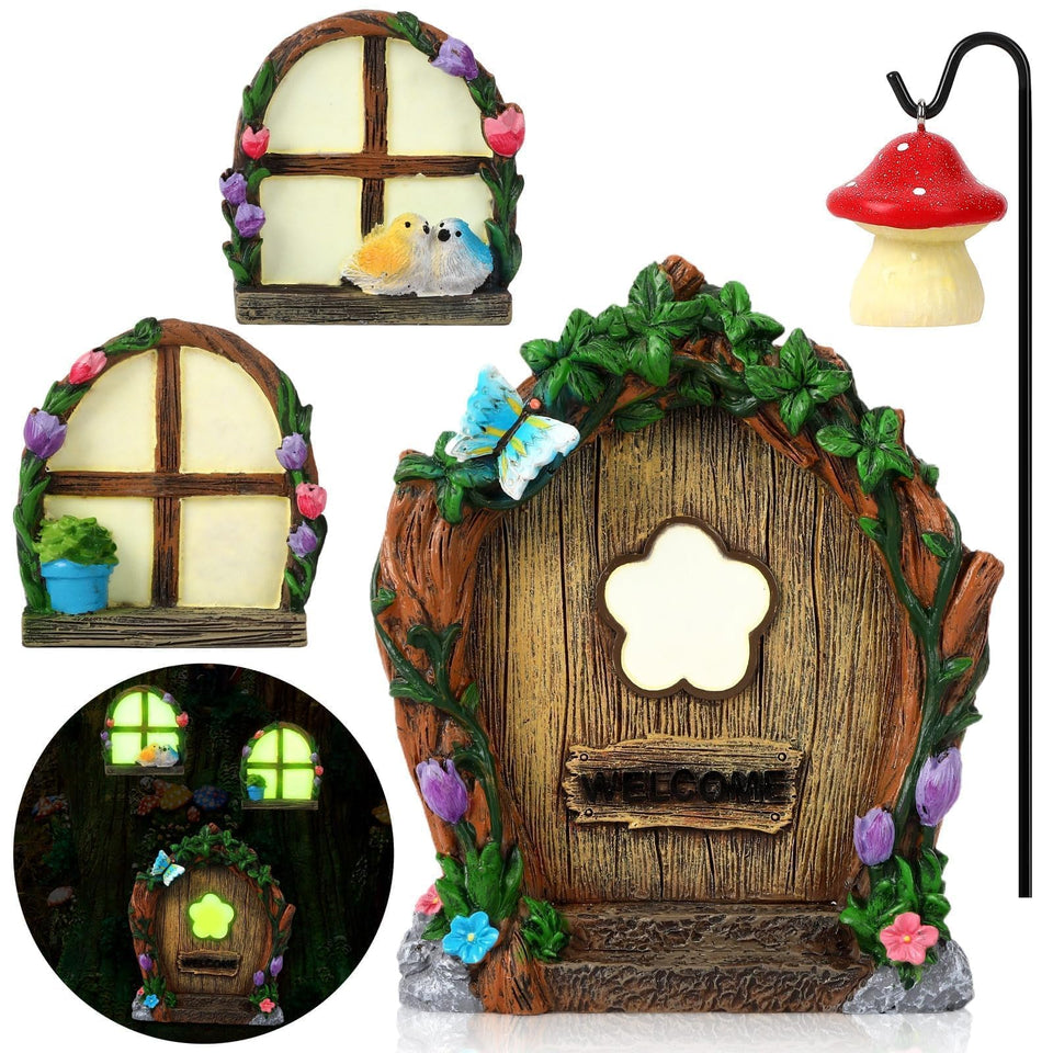 Augshy fairy door on a tree adds whimsical outdoor charm and storytelling appeal.